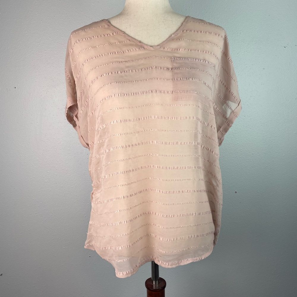 Maurices Sheer Light Pink V-Neck Blouse Top Size M EUC